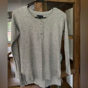 American Eagle Outfitters Light Gray Henley Long Sleeve Top